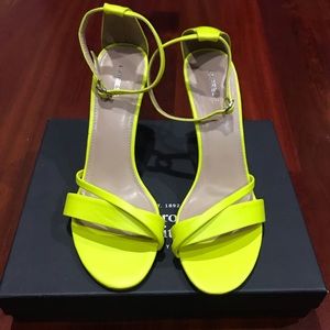 Express strapped neon heels